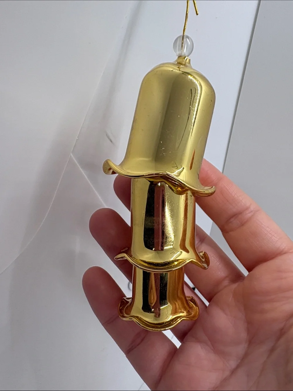 Gold Glass Nesting Bell Christmas Ornaments VTG 4